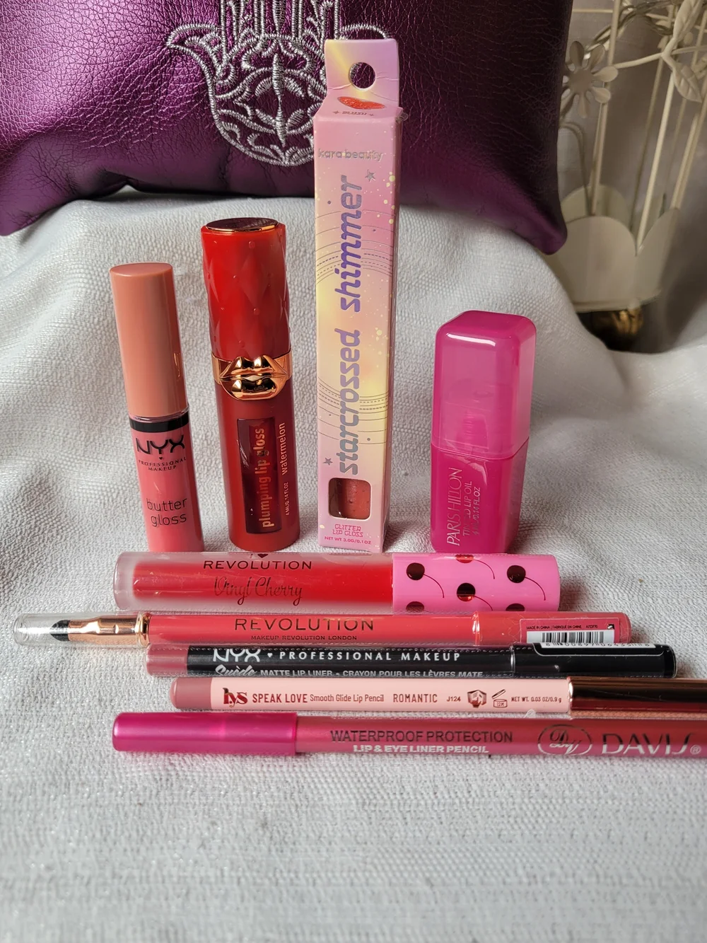 9 Piece Lippie Bundle with Metallic Purple Pouch